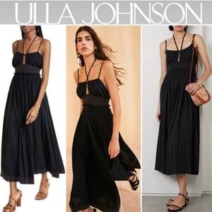 Ulla Johnson Freya Halterneck Midi Dress in Black sz 2 NWT